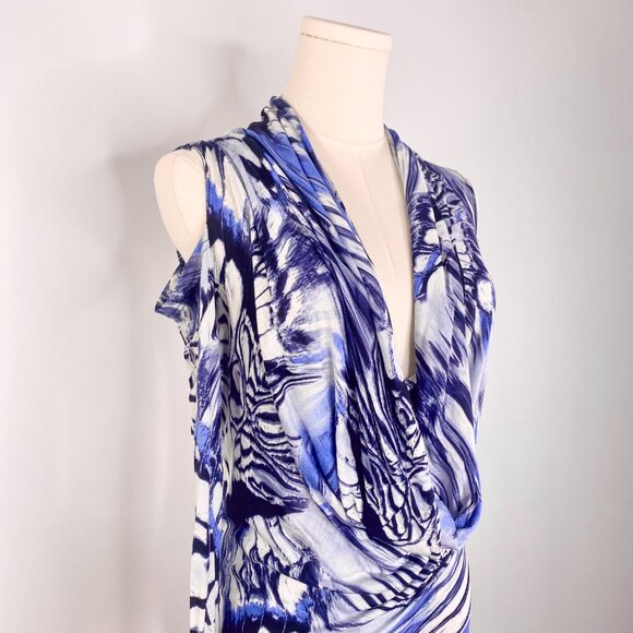 Jean Paul Gaultier - Blue Psychedelic Marble Cowl Neck Dress - Picture 11 of 16